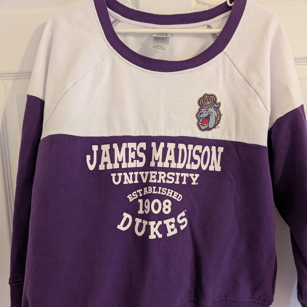 James Madison University Purple and White Sweatshirt